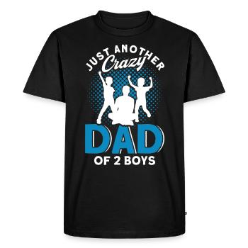 Père fou Papa Deux Garçons - T-shirt Premium bio Homme - noir - Devant - Nico (187cm)