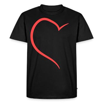 Half Heart In Red Design - Men's Premium Organic T-Shirt - black - Front - Nico (187cm)