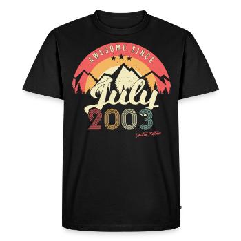 Mois de naissance Juillet 2003 - T-shirt Premium bio Homme - noir - Devant - Nico (187cm)
