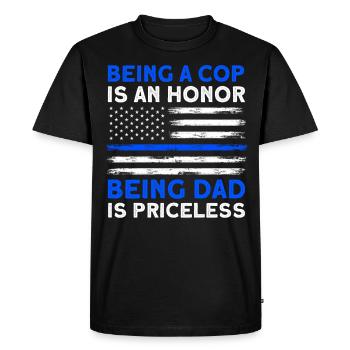 Papa PoliceMan Police Grand-père - T-shirt Premium bio Homme - noir - Devant - Nico (187cm)