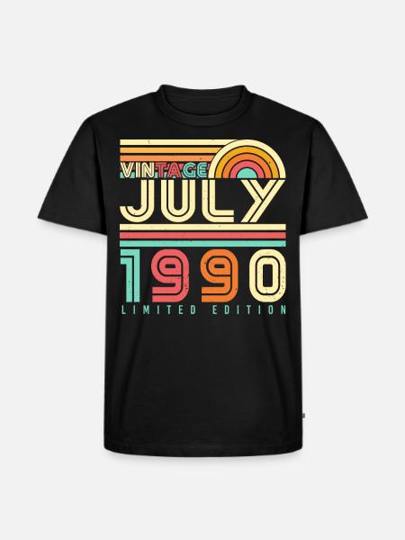 Geboren Juli 1990 - Männer Premium Bio T-Shirt - Schwarz