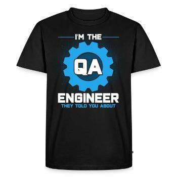 Qa Engineer QA Tester Testeur de logiciels - T-shirt Premium bio Homme - noir - Devant - Nico (187cm)