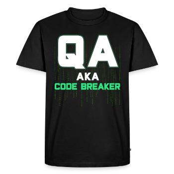 Qa Engineer QA Tester Testeur de logiciels - T-shirt Premium bio Homme - noir - Devant - Nico (187cm)