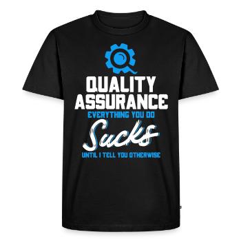 Qa Engineer QA Tester Testeur de logiciels - T-shirt Premium bio Homme - noir - Devant - Nico (187cm)