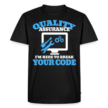Qa Engineer QA Tester Testeur de logiciels - T-shirt Premium bio Homme - noir - Devant - Nico (187cm)