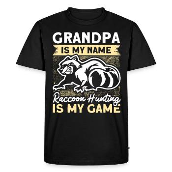 Grand-père raton laveur Chasse au raton laveur Chasse Vacances - T-shirt Premium bio Homme - noir - Devant - Nico (187cm)