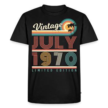 Millésime 1970 en juillet - T-shirt Premium bio Homme - noir - Devant - Nico (187cm)