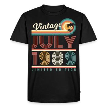 Année de construction Juillet 1989 - T-shirt Premium bio Homme - noir - Devant - Nico (187cm)
