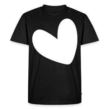 Cœur Blanc Simple - T-shirt Premium bio Homme - noir - Devant - Nico (187cm)