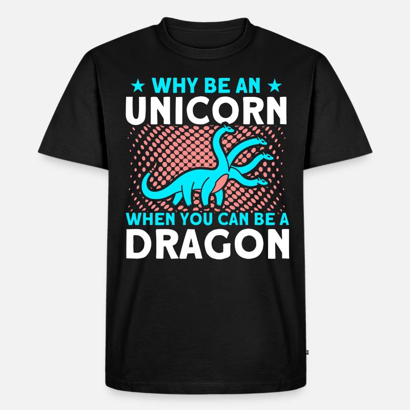 Drachen Drache Einhorn Einhorn Liebhaber - Männer Premium Bio T-Shirt - Schwarz