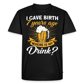 7th Birthday Beer Drinking Mom Mom - Men's Premium Organic T-Shirt - black - Front - Nico (187cm)