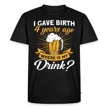 4th Birthday Beer DrinkIng Mom Mom - Men's Premium Organic T-Shirt - black - Front - Nico (187cm)