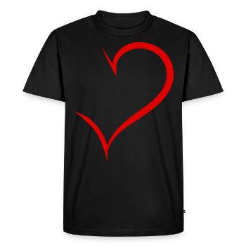 Half Red Heart - Men's Premium Organic T-Shirt - black - Front - Nico (187cm)