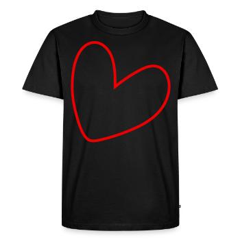 Cœur rouge simple - T-shirt Premium bio Homme - noir - Devant - Nico (187cm)