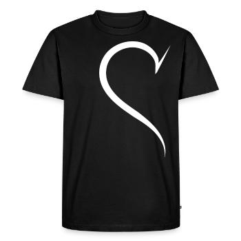 Demi-cœur simple blanc - T-shirt Premium bio Homme - noir - Devant - Nico (187cm)