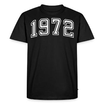 Année 1972 en blanc - T-shirt Premium bio Homme - noir - Devant - Nico (187cm)
