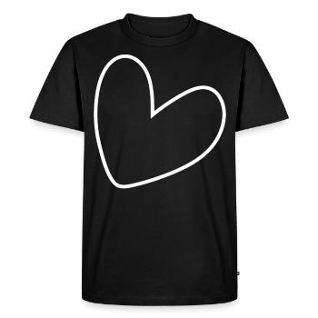 Cœur Blanc Simple - T-shirt Premium bio Homme - noir - Devant - Nico (187cm)