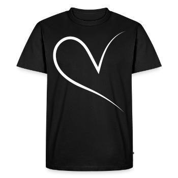 Demi-cœur blanc - T-shirt Premium bio Homme - noir - Devant - Nico (187cm)