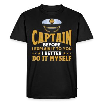 Lovers of the boat Boat Captain Captains - Men's Premium Organic T-Shirt - black - Front - Nico (187cm)
