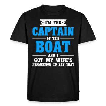 Wife Boat Captain Captains - Men's Premium Organic T-Shirt - black - Front - Nico (187cm)