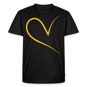 Demi-cœur jaune simple - T-shirt Premium bio Homme - noir - Devant - Nico (187cm)