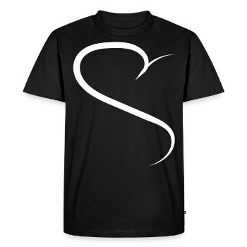 Half Heart White Design - Men's Premium Organic T-Shirt - black - Front - Nico (187cm)