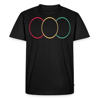 Trois anneaux Rouge - Jaune - Vert - T-shirt Premium bio Homme - noir - Devant - Nico (187cm)