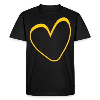 Yellow Heart Simple Design - Men's Premium Organic T-Shirt - black - Front - Nico (187cm)