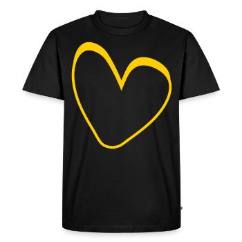 Yellow Heart Simple Design - Men's Premium Organic T-Shirt - black - Front - Nico (187cm)