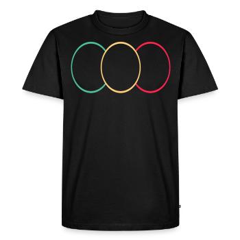 Drei Kringel Vert - Jaune -Rouge - T-shirt Premium bio Homme - noir - Devant - Nico (187cm)