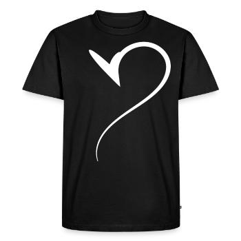 Half Heart White Design - Men's Premium Organic T-Shirt - black - Front - Nico (187cm)