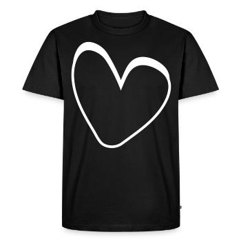 Cœur Blanc Simple - T-shirt Premium bio Homme - noir - Devant - Nico (187cm)