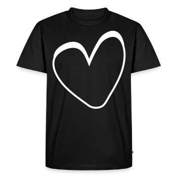 Cœur Blanc Simple - T-shirt Premium bio Homme - noir - Devant - Nico (187cm)