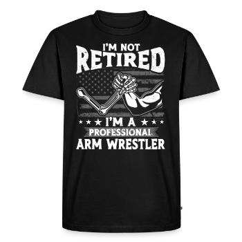 Professional Arm Pusher in Retirement Arm Press - Men's Premium Organic T-Shirt - black - Front - Nico (187cm)