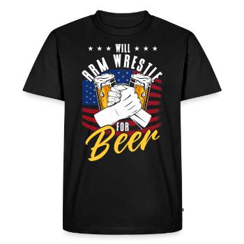 Will Arm Wrestle pour Beer Arm Press - T-shirt Premium bio Homme - noir - Devant - Nico (187cm)