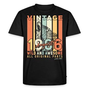 Vintage 1966 August - Men's Premium Organic T-Shirt - black - Front - Nico (187cm)