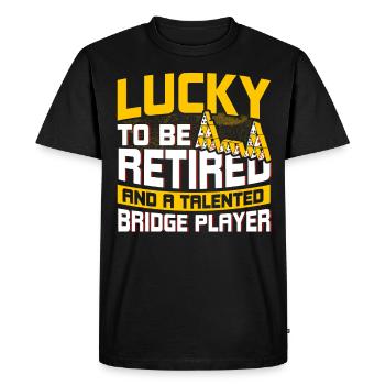 Retired and a talented bridge player - Men's Premium Organic T-Shirt - black - Front - Nico (187cm)