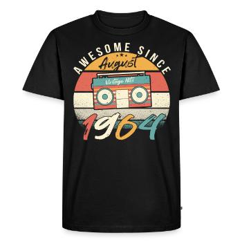 Août 1964 Vœux d’anniversaire - T-shirt Premium bio Homme - noir - Devant - Nico (187cm)