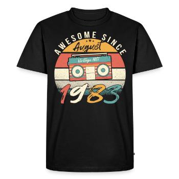Born in August 1983 - Men's Premium Organic T-Shirt - black - Front - Nico (187cm)