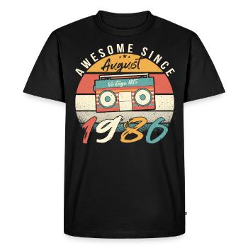 Né en août 1986 - T-shirt Premium bio Homme - noir - Devant - Nico (187cm)