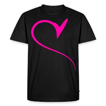 Demi-cœur rose simple - T-shirt Premium bio Homme - noir - Devant - Nico (187cm)