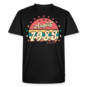 Born in August 1983 - Men's Premium Organic T-Shirt - black - Front - Nico (187cm)