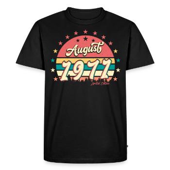 1971 Août Rétro - T-shirt Premium bio Homme - noir - Devant - Nico (187cm)