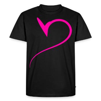 Demi-cœur rose simple - T-shirt Premium bio Homme - noir - Devant - Nico (187cm)