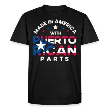 Né en Amérique avec des racines portoricaines - T-shirt Premium bio Homme - noir - Devant - Nico (187cm)