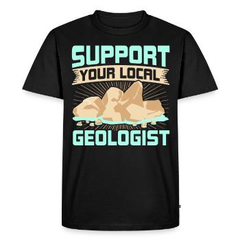 Soutenez votre géologue local - T-shirt Premium bio Homme - noir - Devant - Nico (187cm)