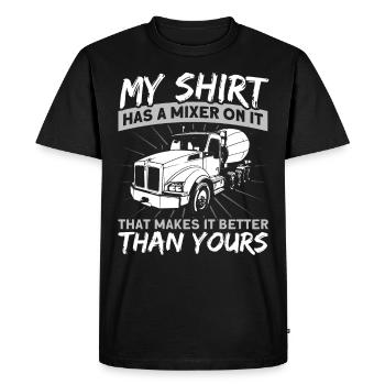 On my shirt is a mixer mixer driver - Men's Premium Organic T-Shirt - black - Front - Nico (187cm)
