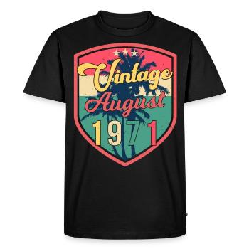 1971 Août Rétro - T-shirt Premium bio Homme - noir - Devant - Nico (187cm)