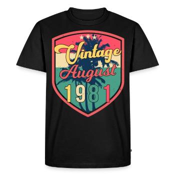 Né en août 1981 - T-shirt Premium bio Homme - noir - Devant - Nico (187cm)