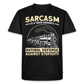 Sarcasm natural defense of a train driver - Men's Premium Organic T-Shirt - black - Front - Nico (187cm)